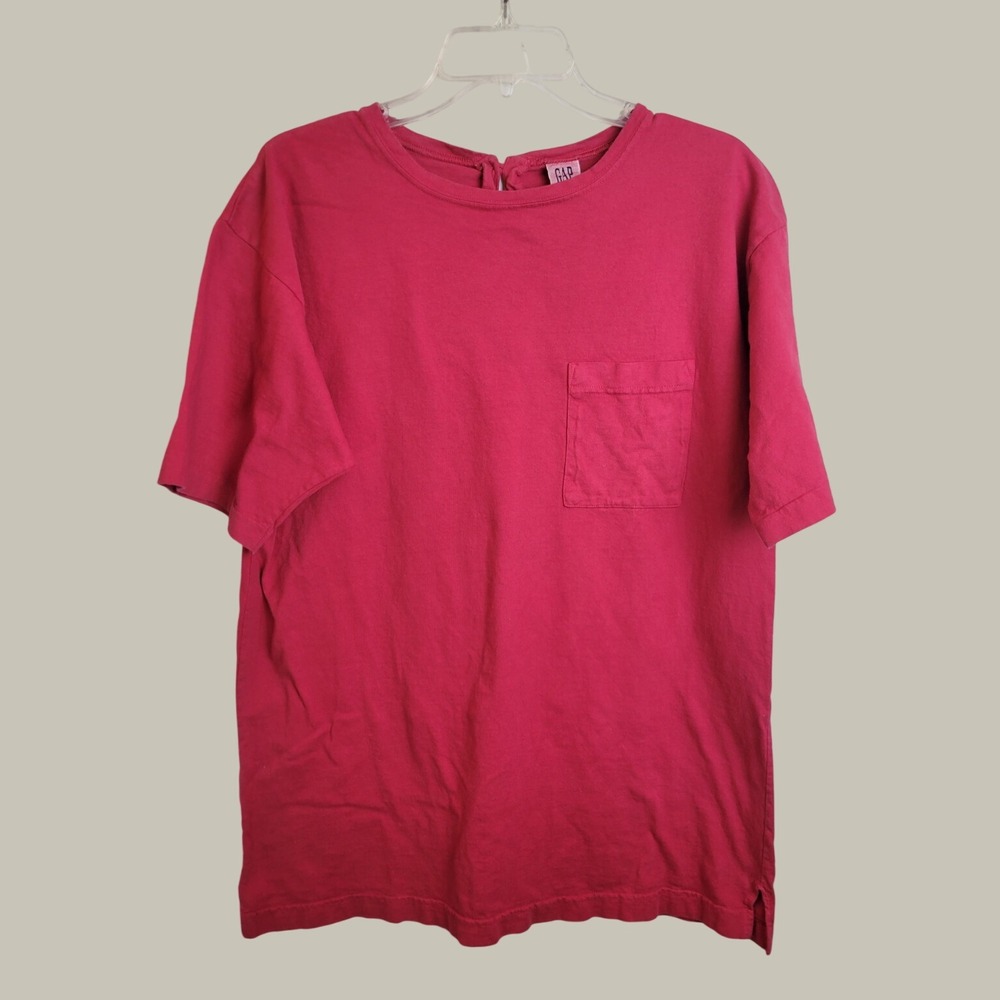 GAP T-Shirt Vintage 90s Made in USA Minimalist Essential Pocket Tee Dark Pink M